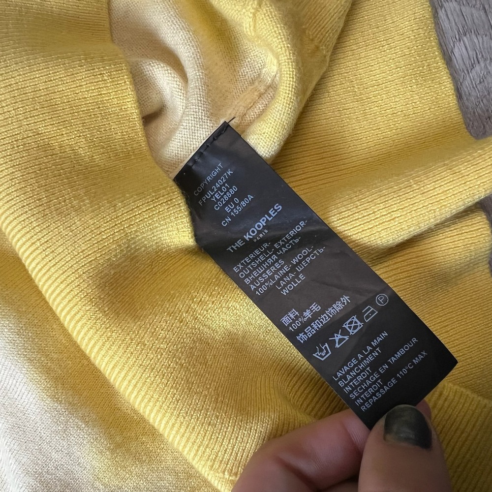 The Kooples Sweater Women 0 Yellow Dip Dye Wool Crewneck Oversized Pullover AF85 - Picture 4 of 9